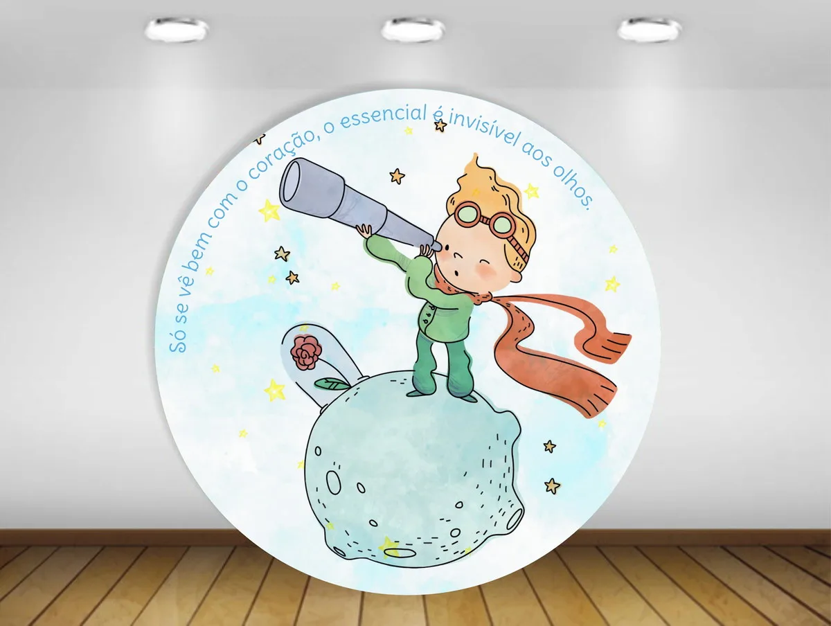 Cartoon Little Prince Circle Backdrop Baby Shower Birthday Party Decor Candy Table Cover Round Background Photo Studio