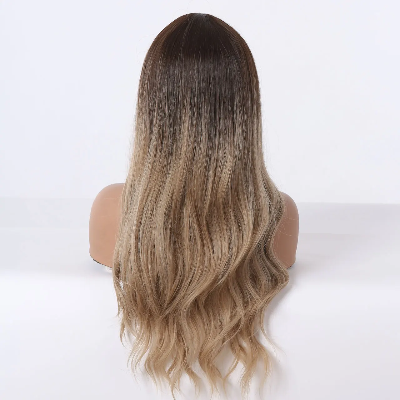JOVIA Ombre Brown Long Wavy Synthetic Wigs Middle Part Heat Resistant Wig Natural Breathable ForWomen Daily Cosplay Wigs On Sale