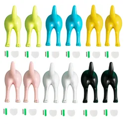 4Pcs Dog Tail Hooks Plastic Wall Hanger Key Holder Adhesive Cute Coat Hook Rack Decor for Bathroom Kitchen Room Home Accessories