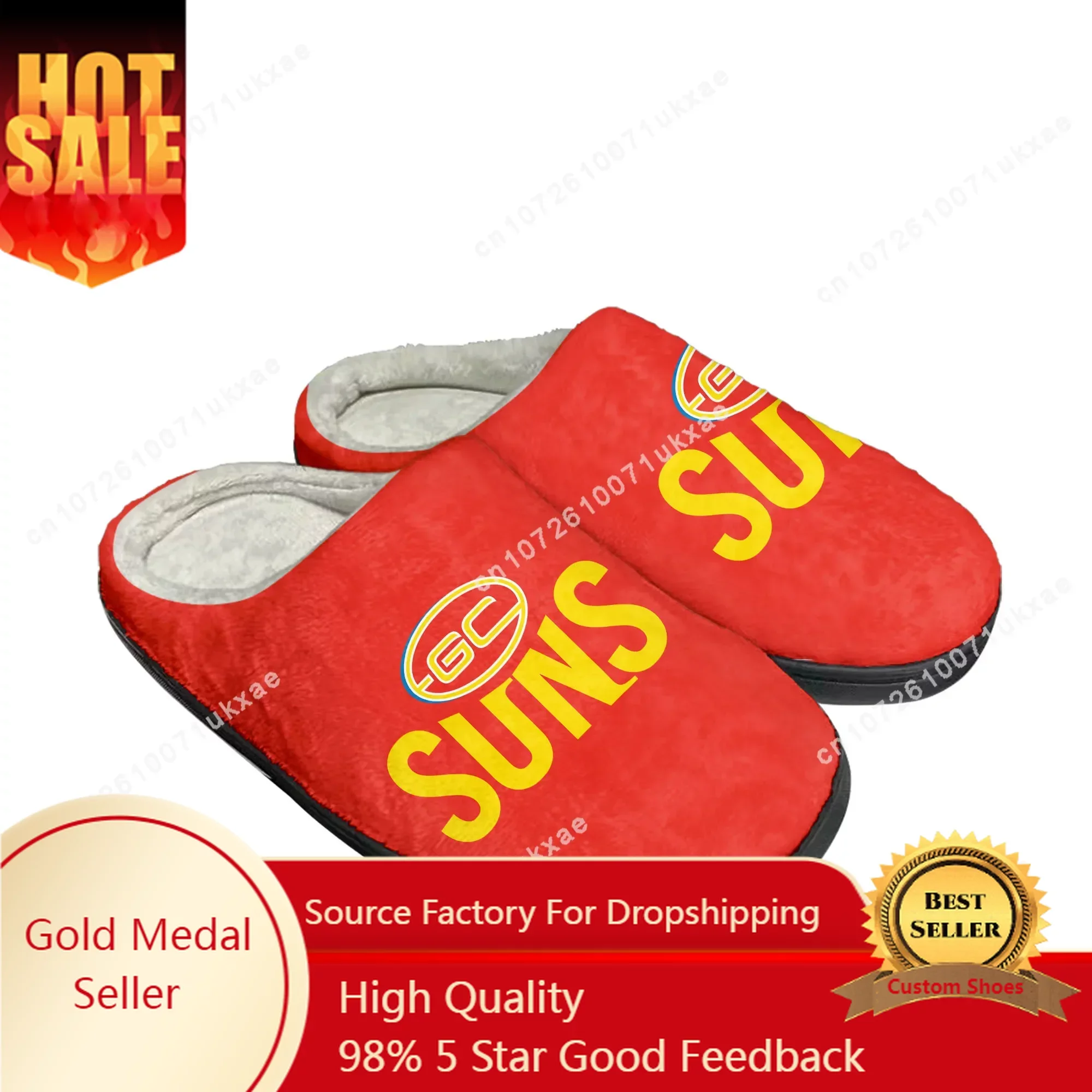 

Gold Coast Australian Football Home Cotton Slippers Mens Womens Plush Bedroom Casual Keep Warm Shoes Thermal Slipper Custom Shoe