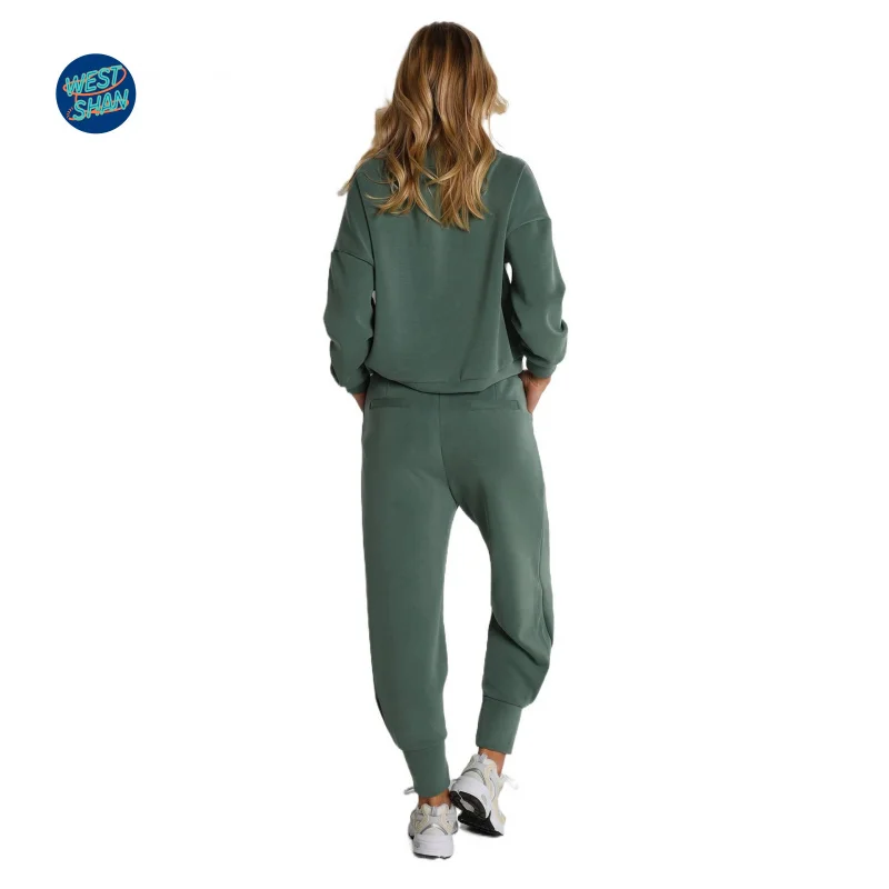 WESTSHAN Wysokiej Jakości Modny Zestaw Dresowy Dwuczęściowy: Bluza z Długim Rękawem i Rozpinanym Kołnierzem 1/4 oraz Spodnie Dresowe, Rozmiary EU/US