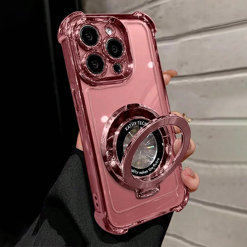 Anti-Drop Luxury Electroplated Case For iPhone 18 17 16 15 14 13 12 11 Pro Max 16 Plus Air With Ring Holder Magnetic Stand Cover