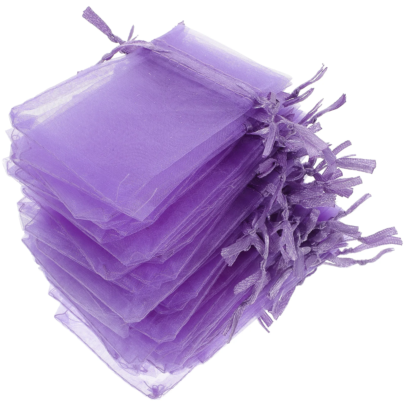 50 Pcs Organza Gift Bag Candy Packing Bags Halloween Mesh Gifts Small Drawstring Gauze Pouches Design Lavender