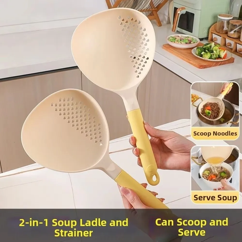 New 2 in1 Dumpling Colander High Heat Resistant Dual-use Soup Ladle Hanging Hole Non Stick Colander Strainer Kitchen Use