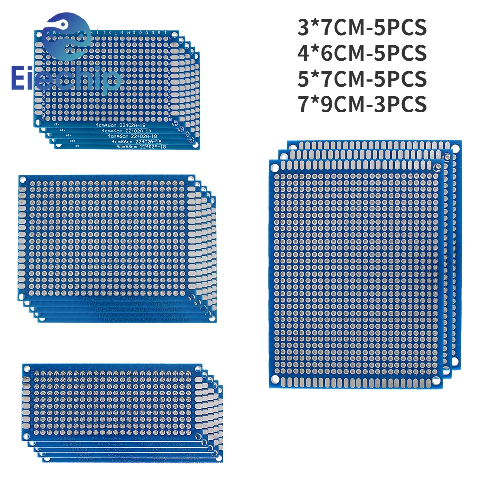 

18PCS Prototype PCB Board Kit 3x7 4x6 5x7 7x9cm Multiple Size Combination Universal Circuit Boards Double Sided PCB Board