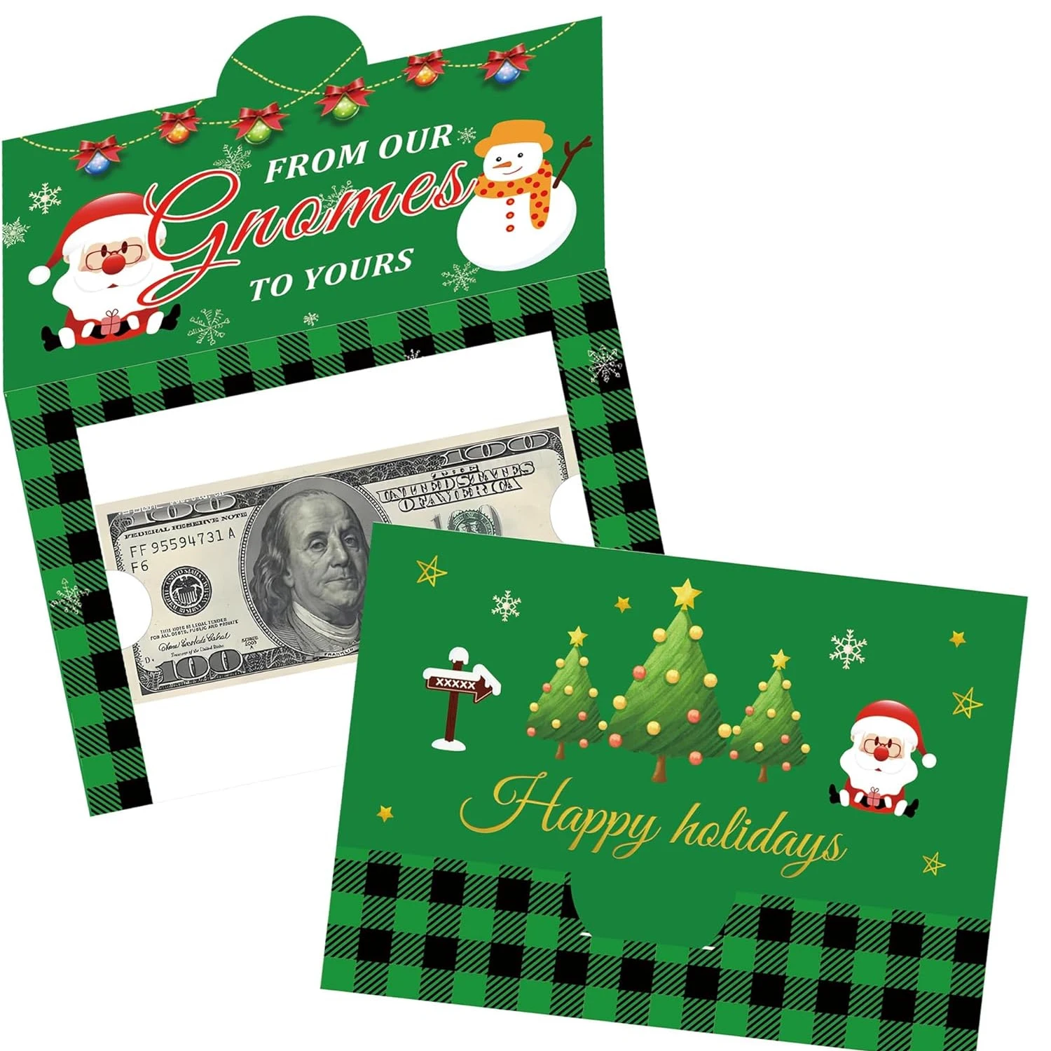 10 Pack Holiday Christmas Party Money and Gift Card Holders Birthday Money Gift Holder Surprise Cash Gifts Envelope