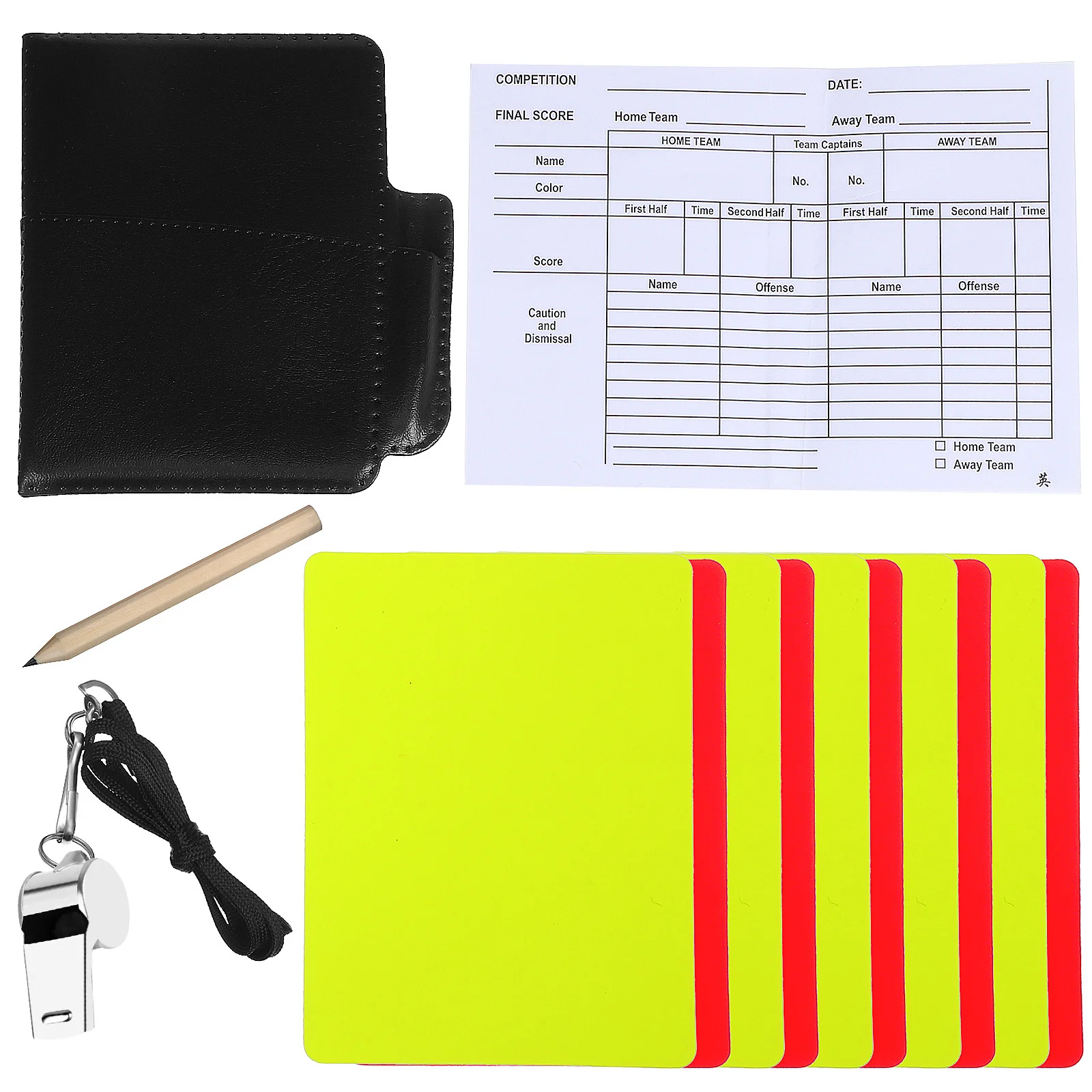 Whistle Portable Referee Wallet Match Accessory Cards Red and Yellow Sports Kit Standard Pvc