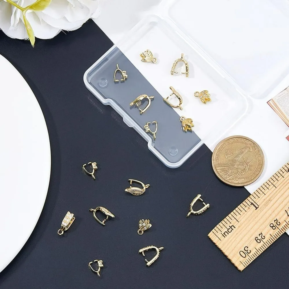 16 قطعة 4 أنماط قرصة الكفالات النحاس قرصة كليب الكفالة المشبك مشبك قلادة بها خرزات موصلات الجليد اختيار قرصة الكفالات المشابك مكعب #4