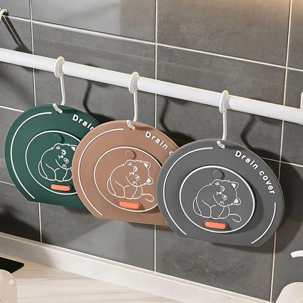 Silicone Floor Drain Cover Cartoon Cat Anti Odor Sewer Filter Pad Anti-insect Anti-blocking Floor Drain Mat for Kitchen Toilet
