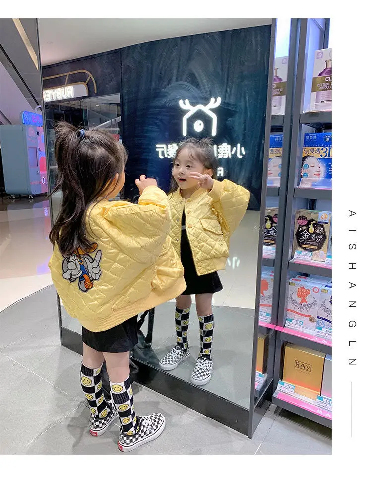 Kids Girls Padded Jacket Autumn and Winter New Children\'s Thickened Jacket Baseball Clothing Girl Baby Warm Coat 2 4 6 7Y