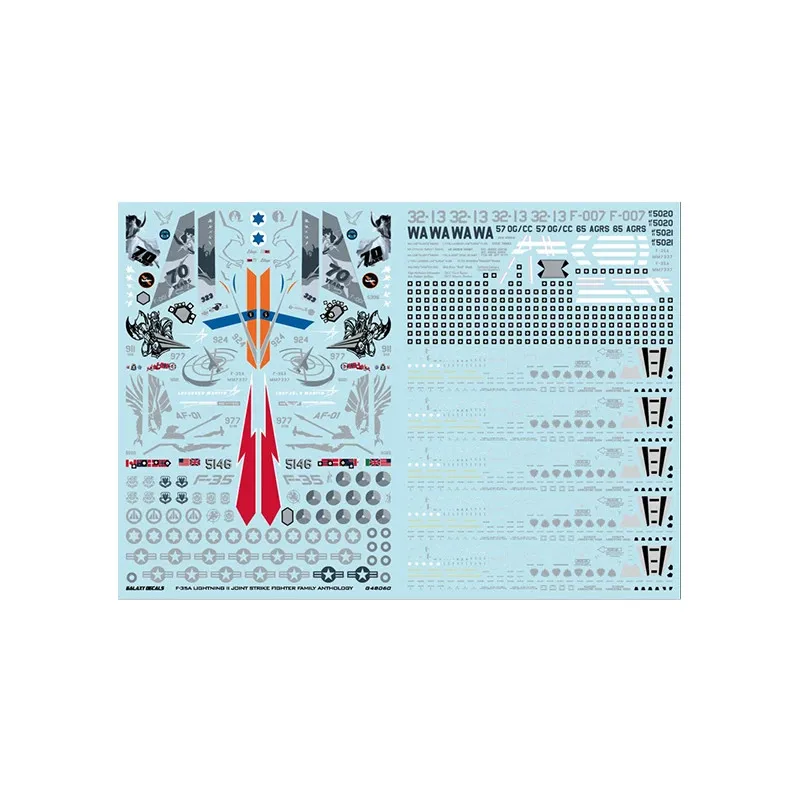 Imagem -05 - Decalque e Máscara Adequado para Tamiya Galaxy G48060 F35a Lightning ii Joint Strike Fighter Antologia Familiar 1:48 61124