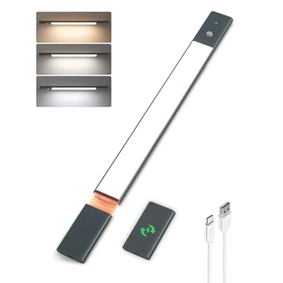 

Under Cabinet Lighting, Motion Sensor Lights with 2 Detachable Batteries, 76 LED Dimmable Closet Lights, 3 Color Temps, Under C