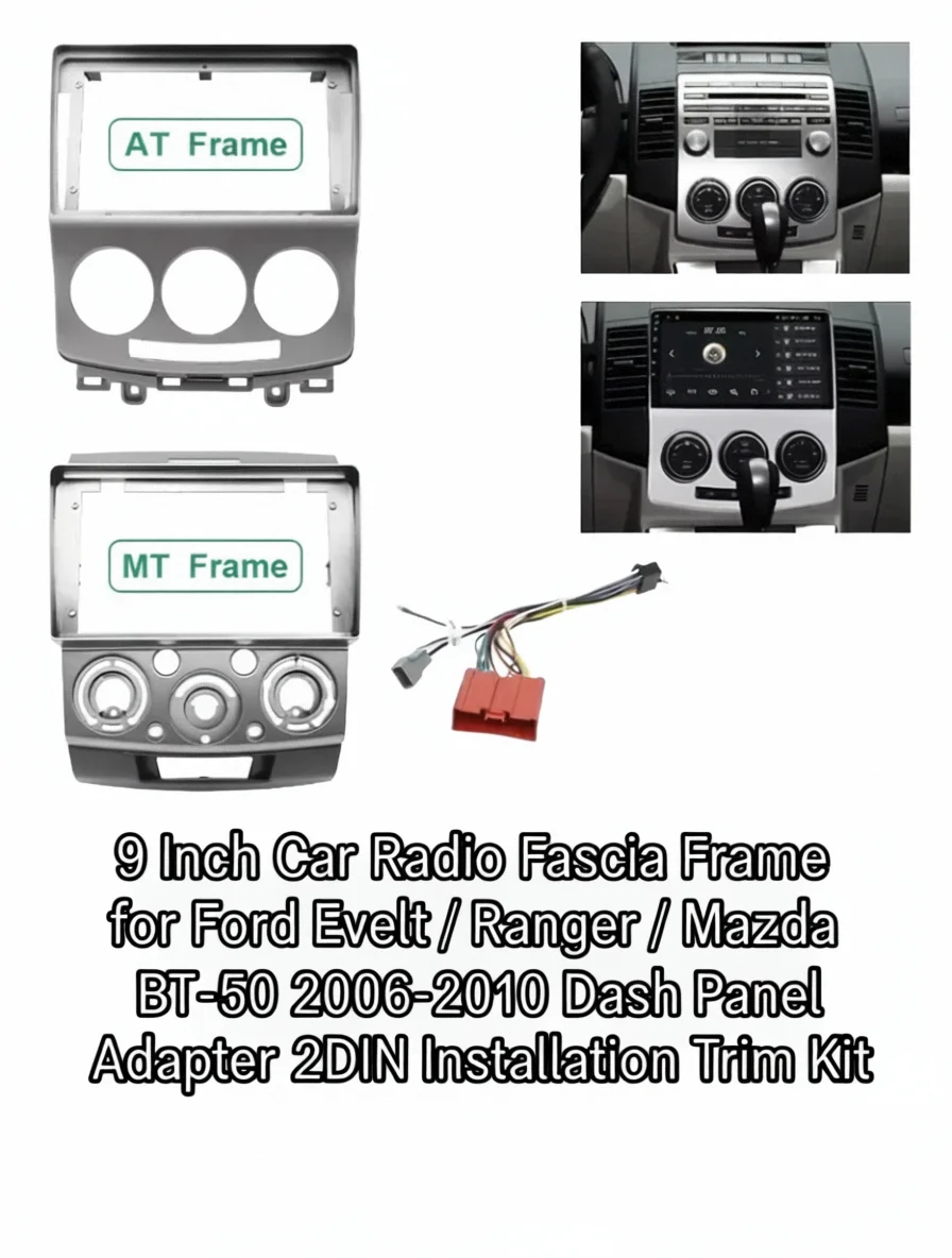 

9 Inch Car Radio Fascia Frame for Ford Everest / Ranger / Mazda BT-50 2006-2010 Dash Panel Adapter 2DIN Installation Trim Kit