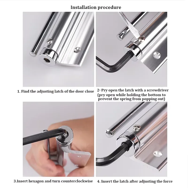 Automatic Door Closer Stainless Steel Device Invisible Spring Buffer Operator Household Lightweight Door Closer Door Hardware