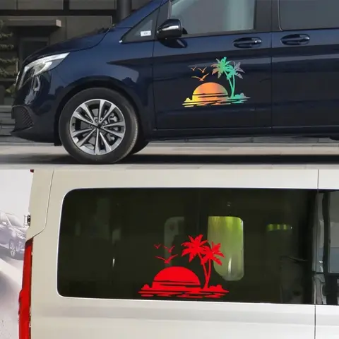 Palm Trees Camping Sticker for RV Campervan Motorhome Caravan Van Body Side Decor Decal Vinyl Decoration Car Sticker