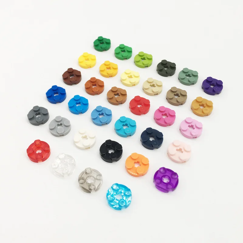 [116Pcs] 【50g】4032 Christmas Wreath 2X2 Round Plate with Cross Shaft Hole, DIY STEM MOC Blocks Toy