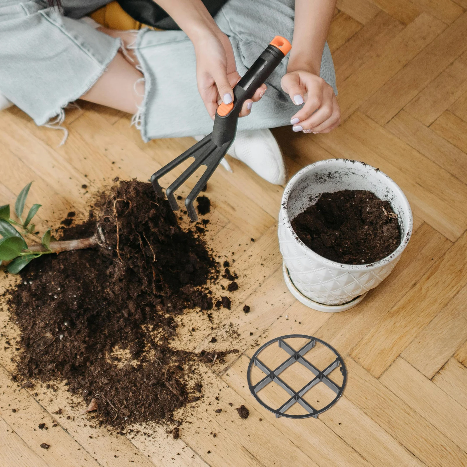 

10pcs Plastic Tray Breathable Cushion Bonsai Bottom Mats Black Planter Feet Durable Ventilation Non-Slip Garden Pot for Outdoor