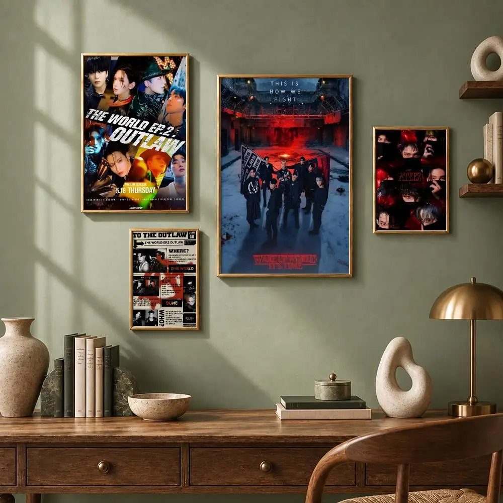 Trending K-Pop A-ATEEZS Poster HD Self-Adhesive No Residue After Removal Ideal for All Kinds of Wall Decor