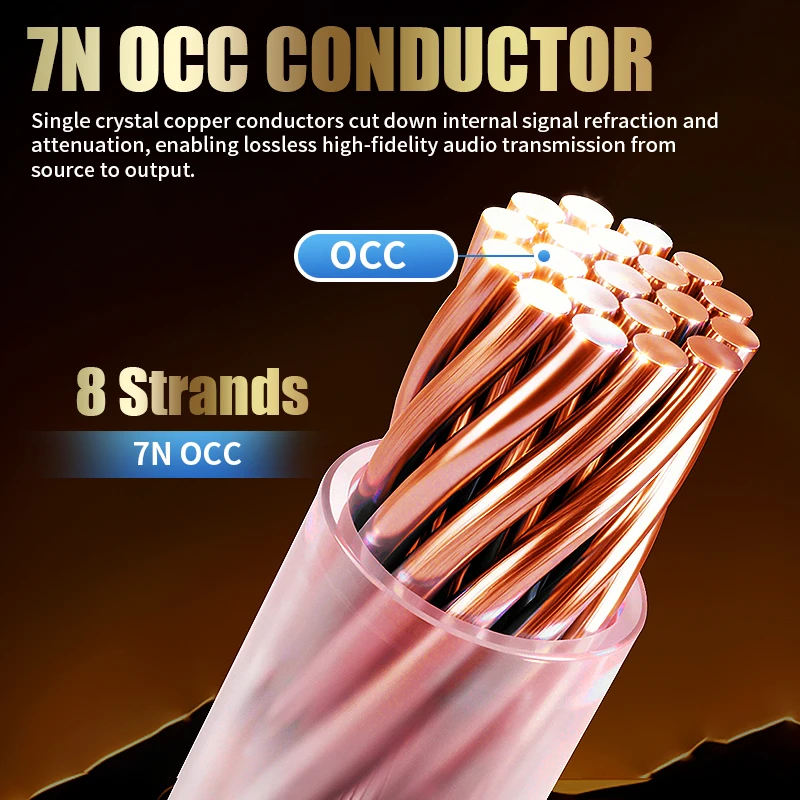 High End Audiophile Type C to Dual RCA DAC Cable Built-in CS43198 Chip 8 Strands 7N OCC Single Crystal Copper Audio Cord