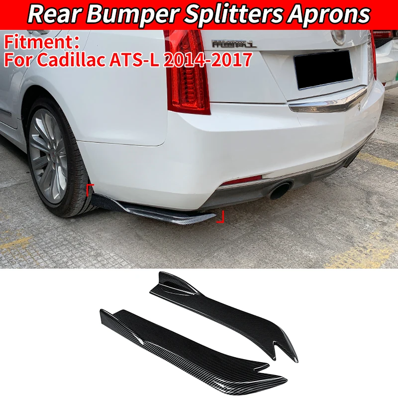 

For Cadillac ATS-L 2014-2017 Car Carbon Fiber Rear Bumper Splitters Aprons Trunk Lip Spoiler Canard Wing Diffuser Wrap Angle ABS