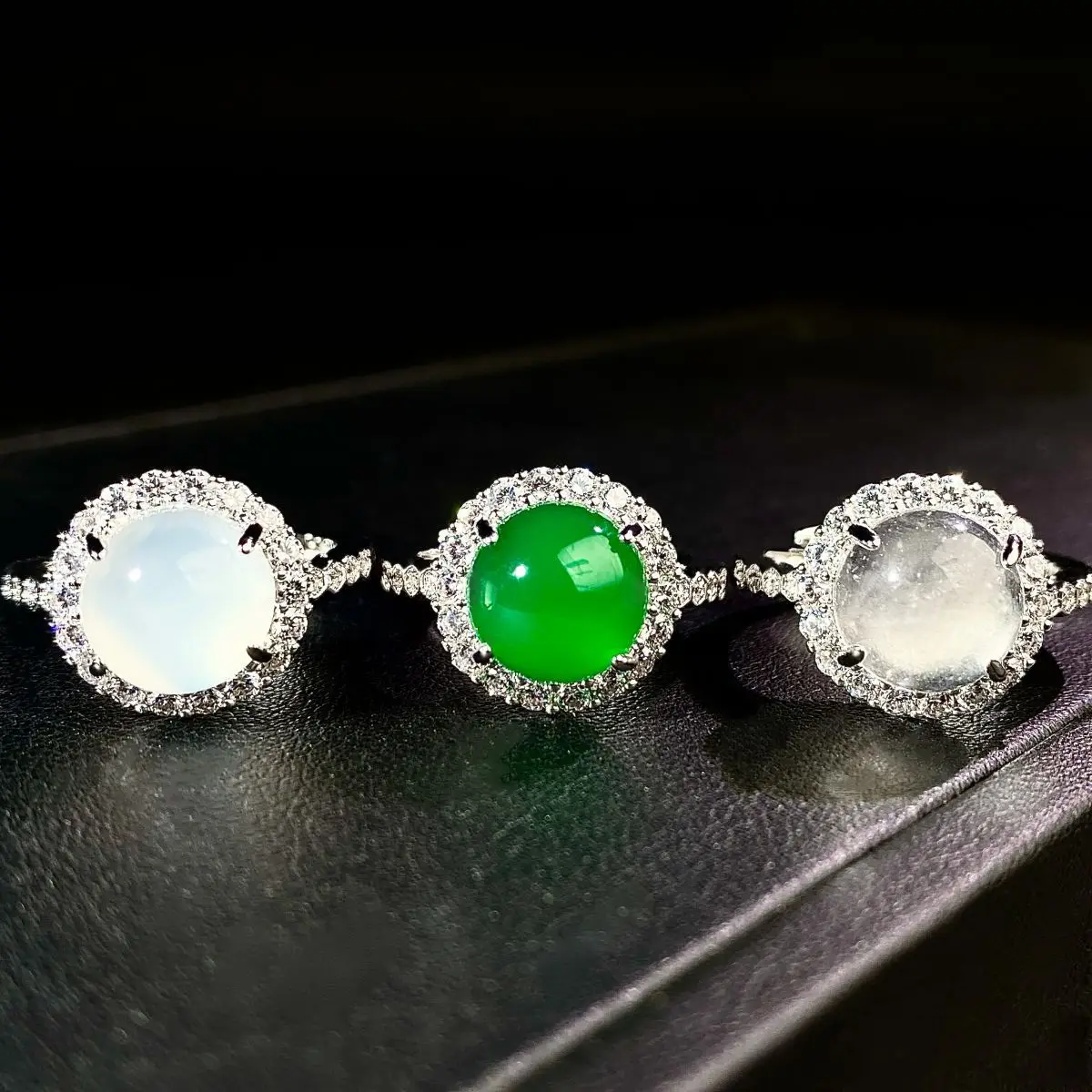 New Chinese-style jasper ring, water pearl jasper, high-temperature ice imperial green agate ring, adjustable opening