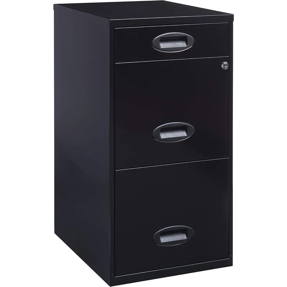 3 Drawer Metal File Cabinet with Pencil Drawer Black