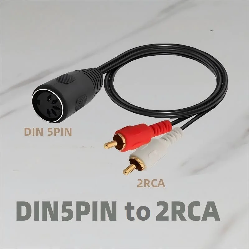 

50cm Audio Adapter Cable 5pin DIN Female to 2RCA Lotus Plug Old Audio Equipment transfer Line 5pin DIN Female