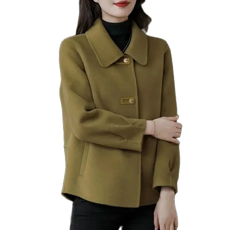 

High-End Double-Sided Velvet Woolen Coat 2023 new Women's Woolen Blend Outerwear Tops Short Casual Spring Autumn Winter Jacket