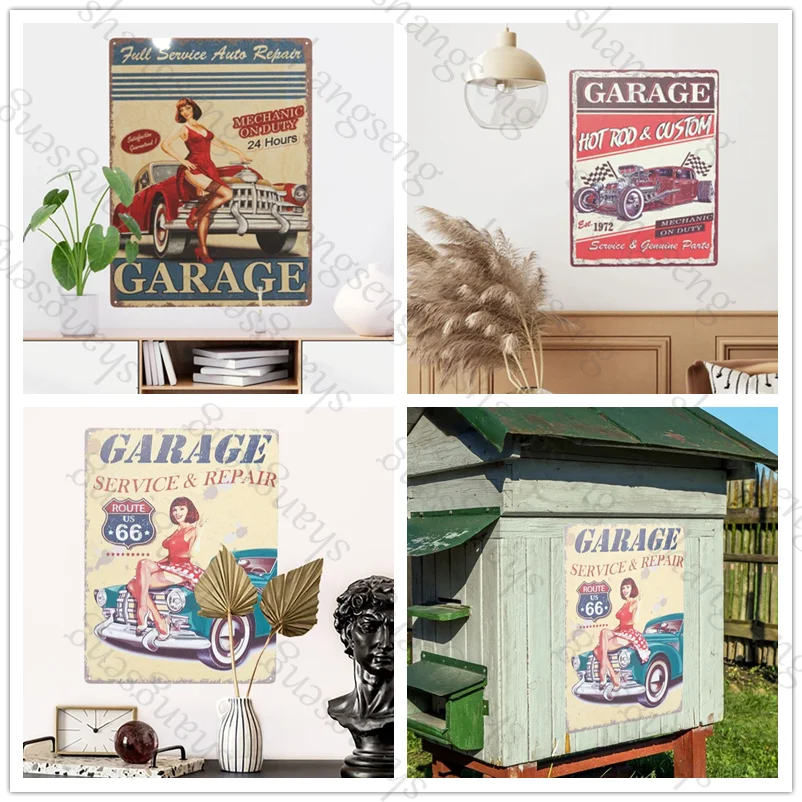 

Car repair service Wall decoration vintage poster tin painting metal sign iron plating Car service parts repair
