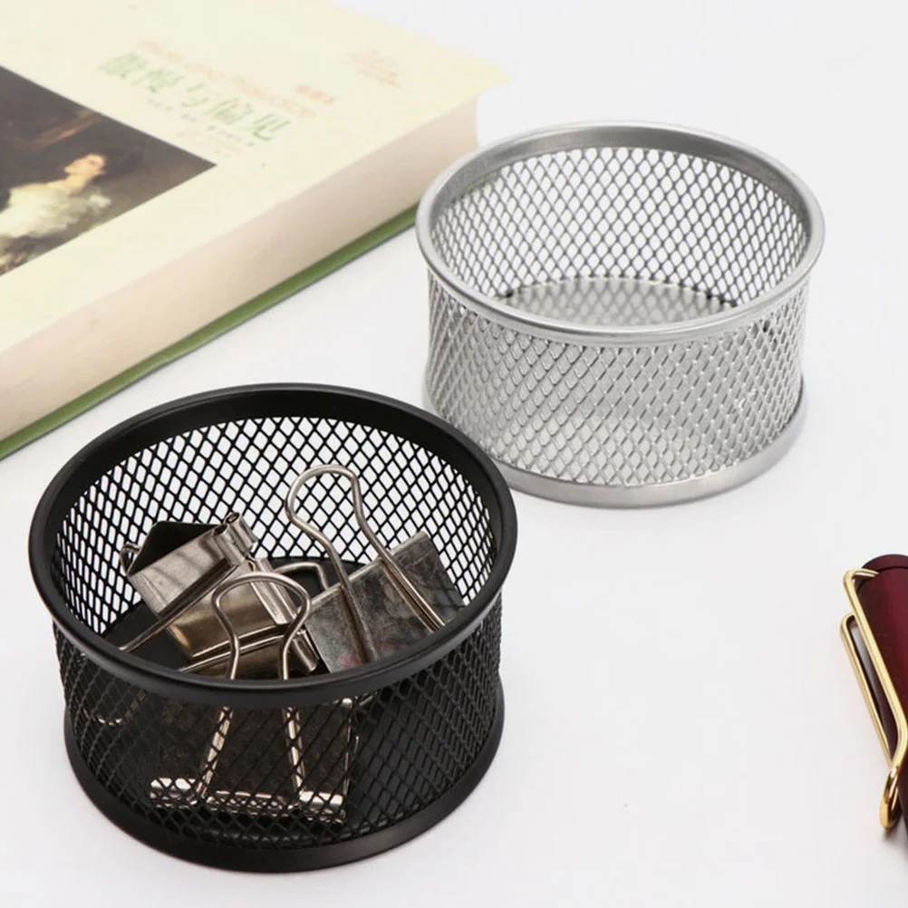 4 Pcs Office Desk Paper Clip Storage Bucket Paperclip Holder Accessories Mesh Containers Black Holders for Binder