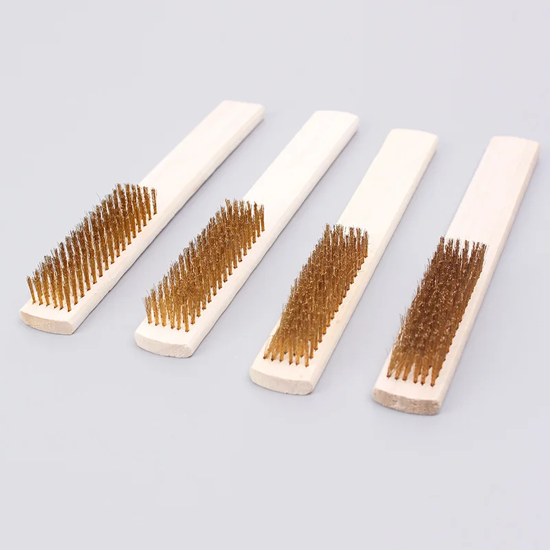 Wooden handle pure copper wire brush jewellery stationery maintenance brush cleaning rust dust removal brush jewellery tools