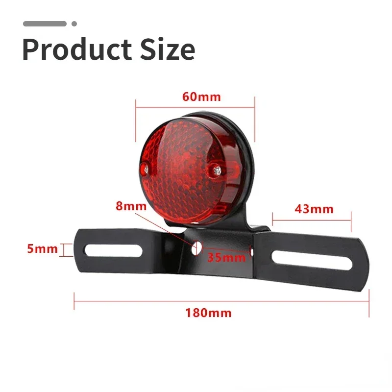 Motorcycle Retro Red Rear Tail Brake Stop Light Lamp W/ License Plate Mount for Harley Honda Suzuki Chopper Bobber