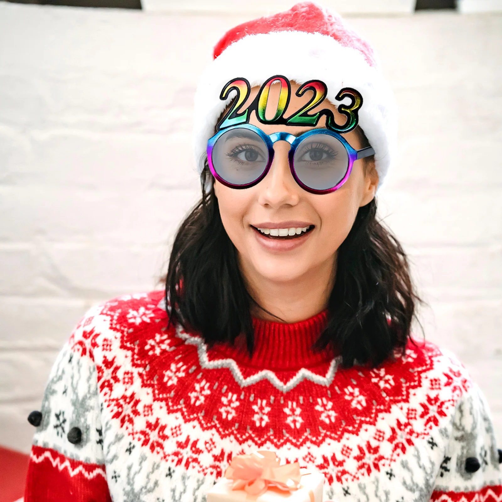 

2023 New Year Glasses Plastic PC Frame Funny Photo Prop Lightweight Party Supplies Bright Colors Fashionable Appearance Holiday