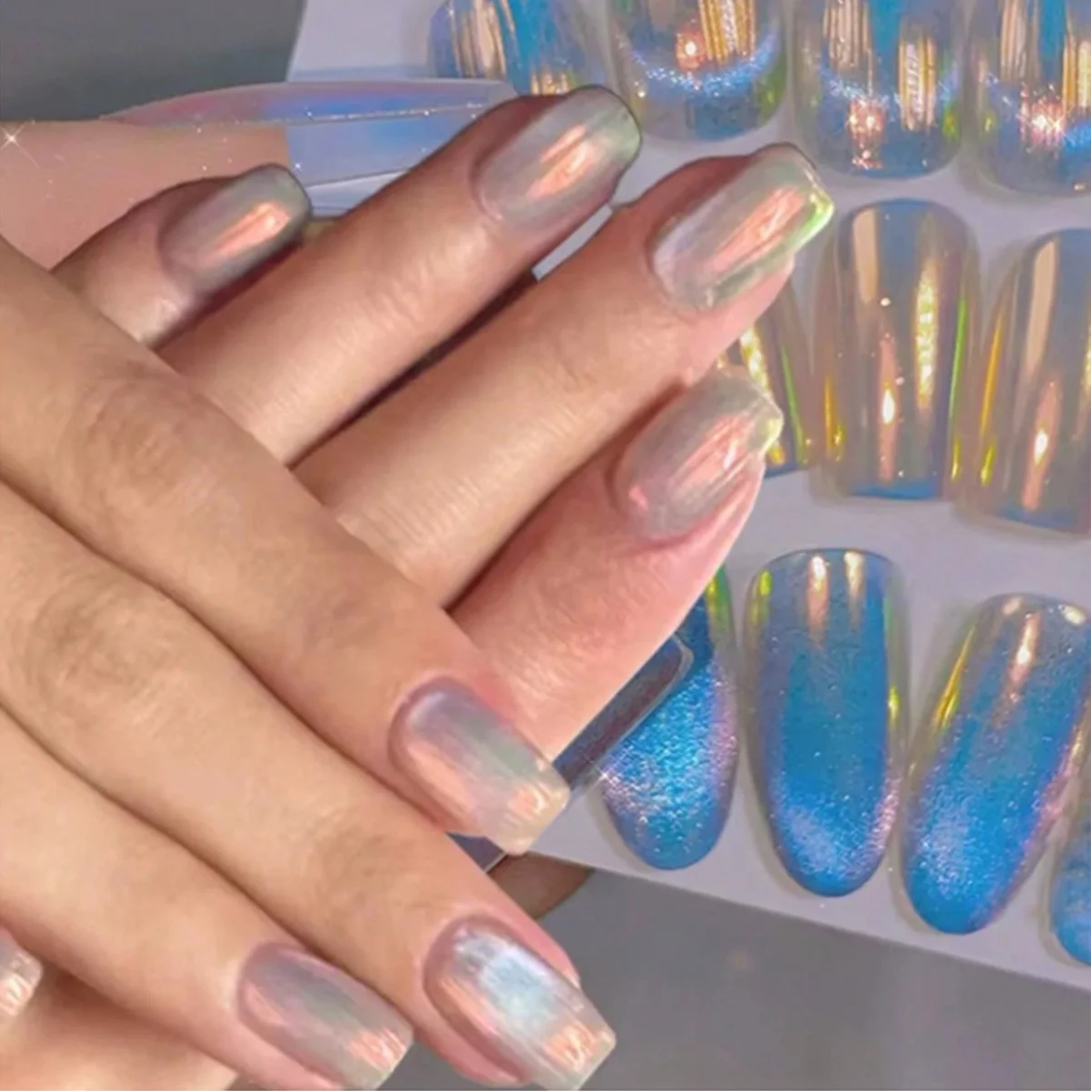 1 mermaid aurora color chrome nail powder dream unicorn moonlight mirror effect flash paint UV gel nail art creation