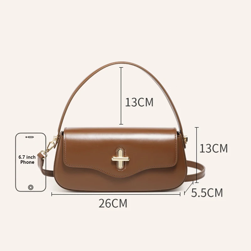 2025 New Genuine Leather Women\'s Bag Luxury Stick Bag Senior Designer Shoulder Bag Fashion Handbag Commuter