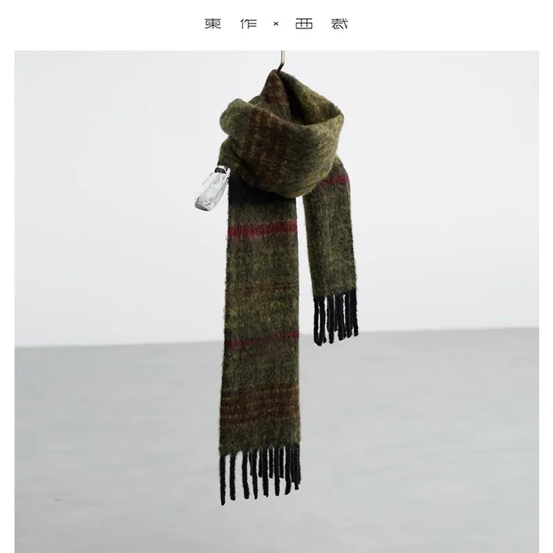 

Технические характеристики 175 см * 30 см ~ Новый зимний универсальный полосатый шарф с кисточками