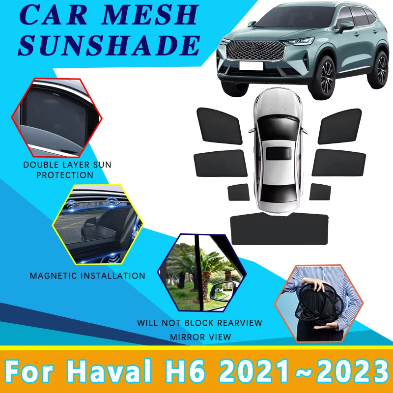 For GWM Haval H6 3RD Gen Accessories 2021 2022 2023 2024 Magnetic Car Sunshade Shield Windshield Curtain Side Window Sun Shades