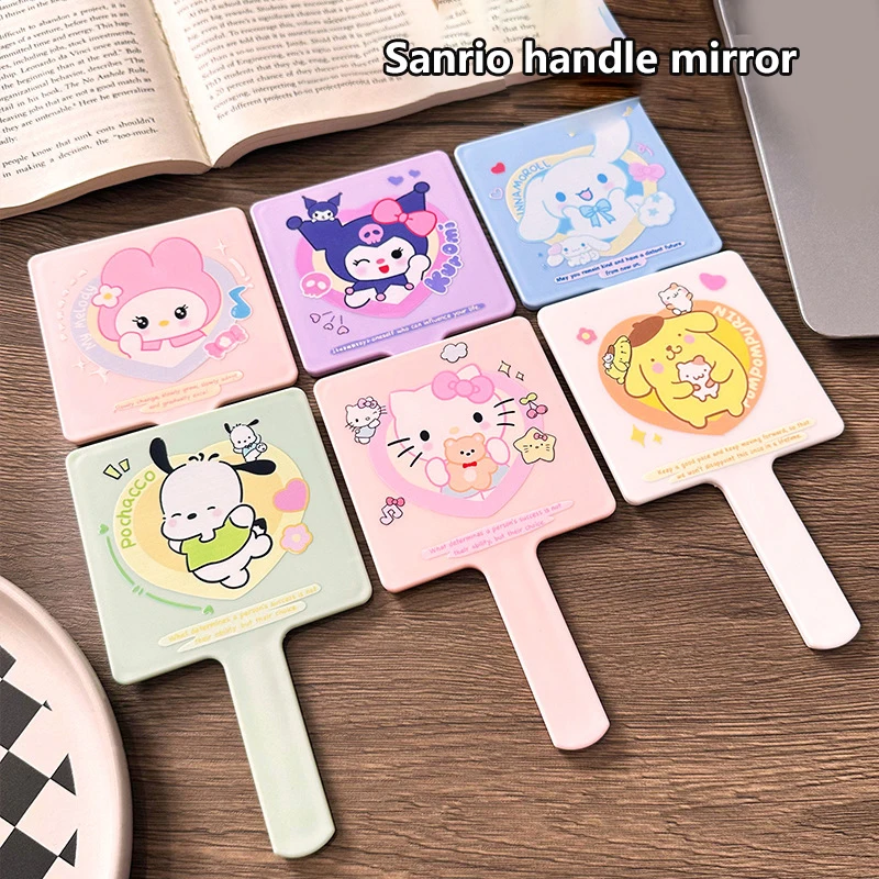 Cartoon Sanrio Portable Women Makeup Mirror Cute Hello Kitty Hand Hold Cosmetic Make Up Mirrors Daily Use For Girls