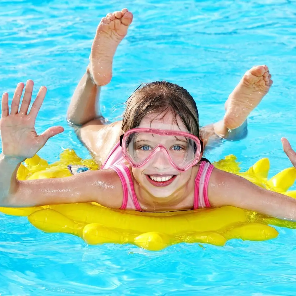 Gafas de natación de cristal para niños, correa de PVC con cubierta nasal, gafas de natación de Snorkel, visión amplia, colores vibrantes, máscara