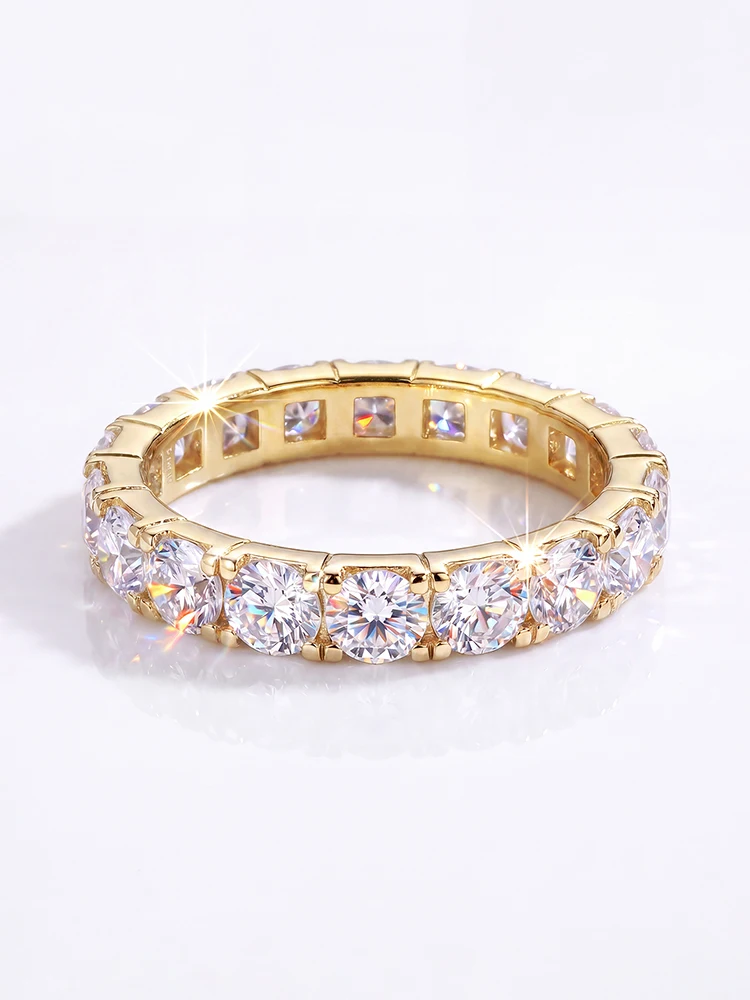 Luxuriöser Vollring mit 0,1 Karat rundem Moissanit-Diamant für Damen, Verlobungsfeier, hochwertiger Modeschmuck – Detail 6