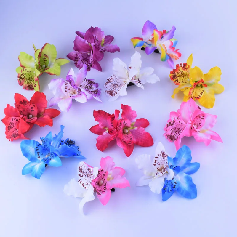 10 Pieces Women Chiffon Flowers Hair Clips Butterfly Orchid Alligator Clips for Bridal Wedding  Beach Party Event Accessory