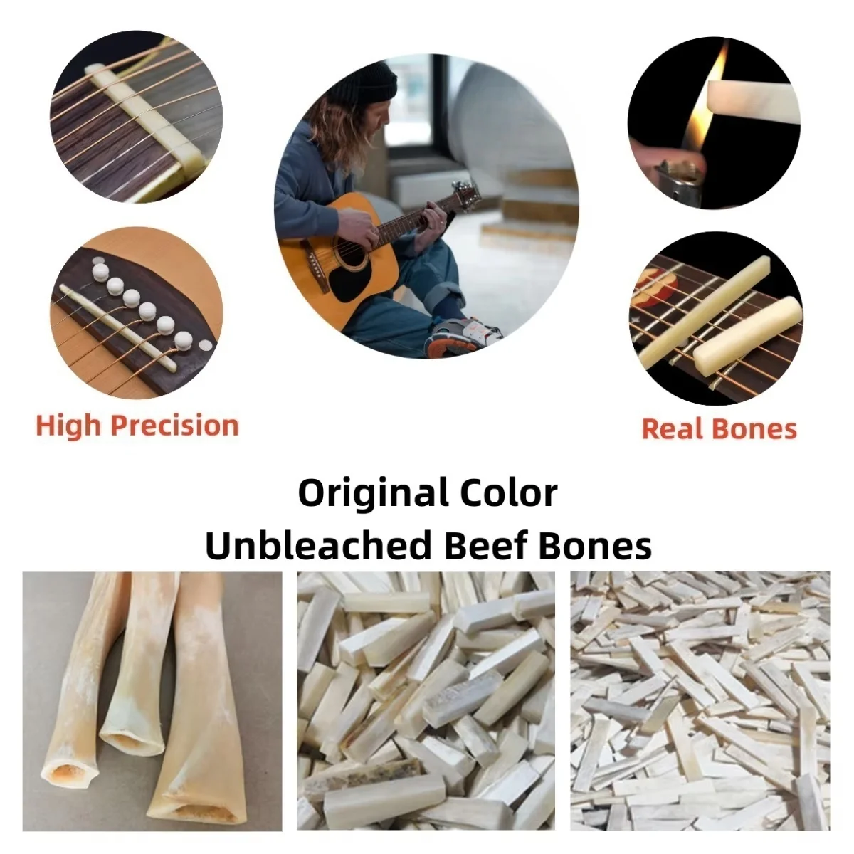 Miwayer 6 سلسلة 3/5/10 قطعة الغيتار الكلاسيكي الصوتية غير المبيضة فارغة العظام الجوز للجيتار 52x6x10 مللي متر Luthier لتقوم بها بنفسك جسر السرج