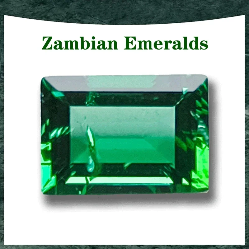 

Lab Grown Zambian Emeralds Selectable AGL Certificate Hydrothermal Rectangle Shape Hand Cutting with Cracks Inclusions Inside