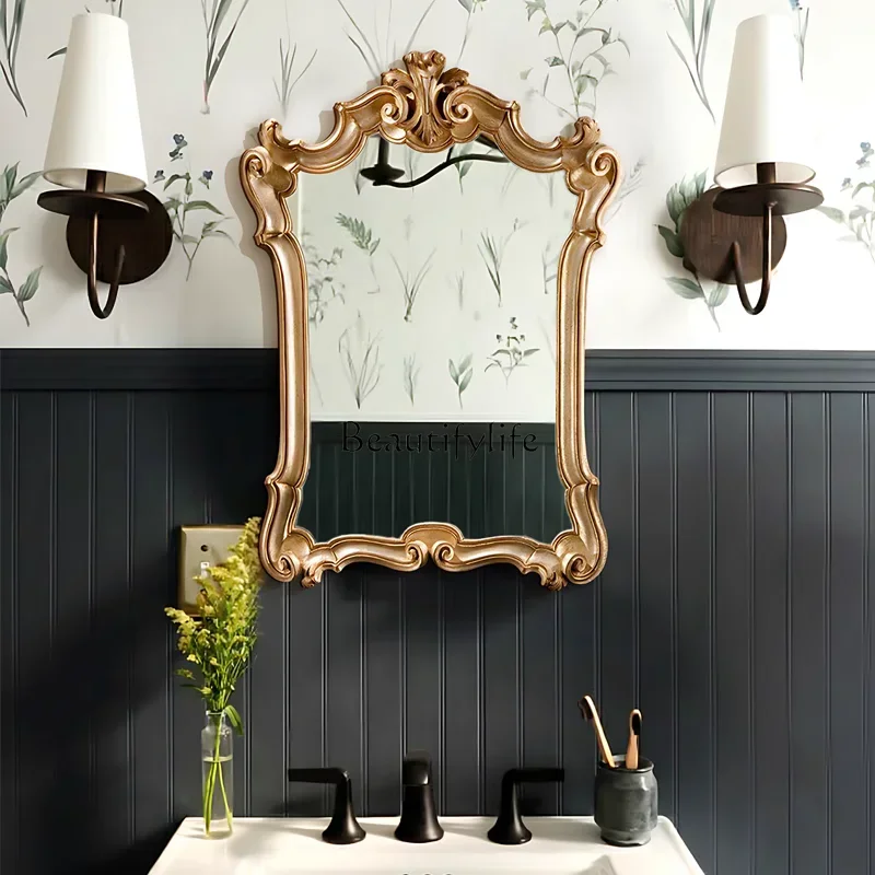 

yj5 European retro makeup mirror wall-mounted French bathroom decorative mirror