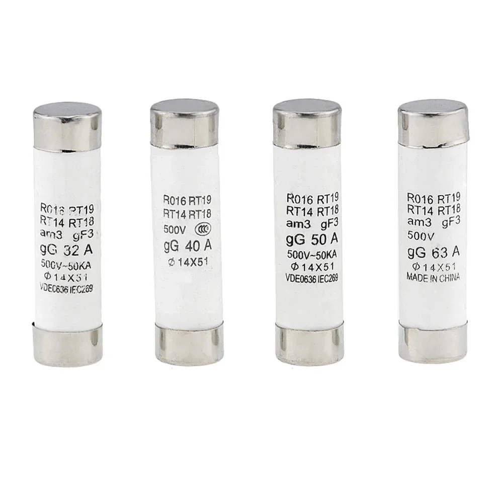 5PCS Long Cover 14X51 Ceramic Fuse 32A 40A 50A 63A Fusible Enlace For RT18 R016 14*51 Fuse Core