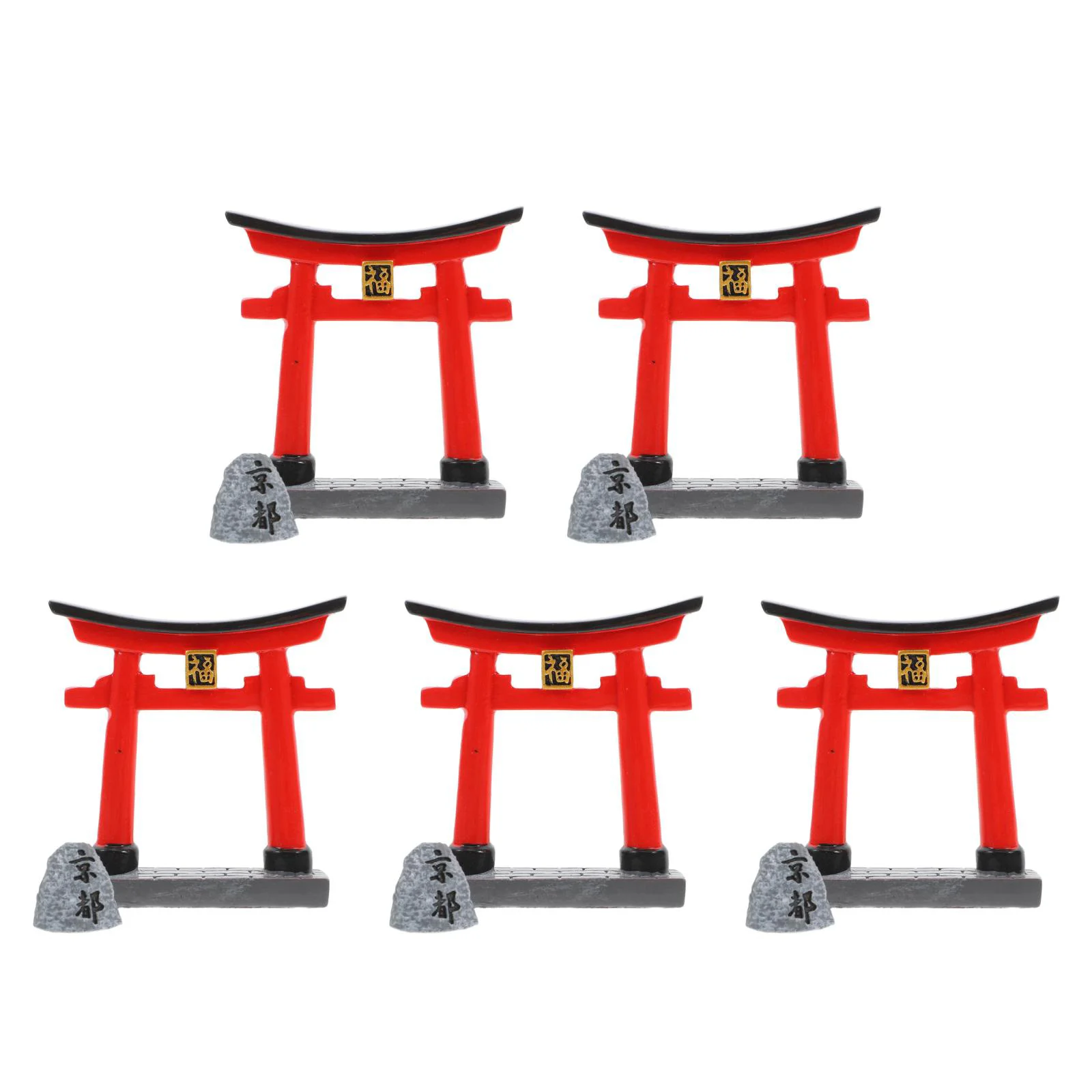 

5pcs Japanese Shinto Torii Gate For Fish Tank Accessories Zen Garden Figurines Miniature Japanese Gate With Stone For Bons