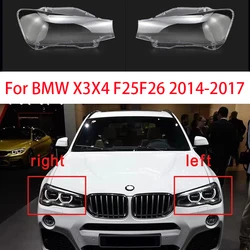 Car Headlamps Transparent Lampshade Lamp Front Headlight Cover Lens Glass  Shell Masks For BMW X3 F25 X4 F26 2014-2017