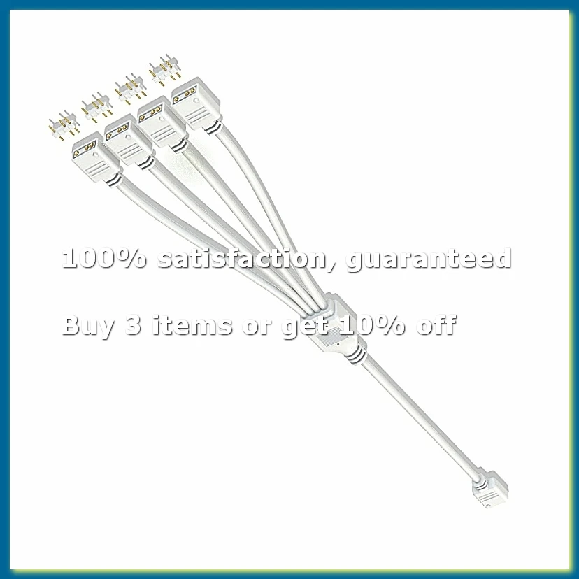 5V 3-Pin Extension Cable for Computer Motherboard 1 Point 4 Hub Cable Connection Extension ARGB Splitter, White-DTA9