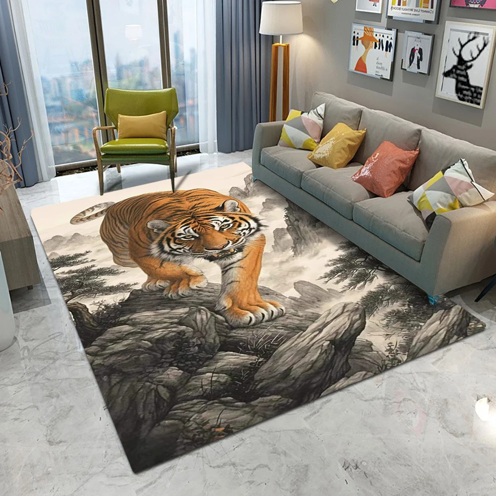 

Коврик Fierce Tiger Area — нескользящий ковер с принтом диких животных, для декора гостиной, спальни, кабинета, жирный напольный коврик