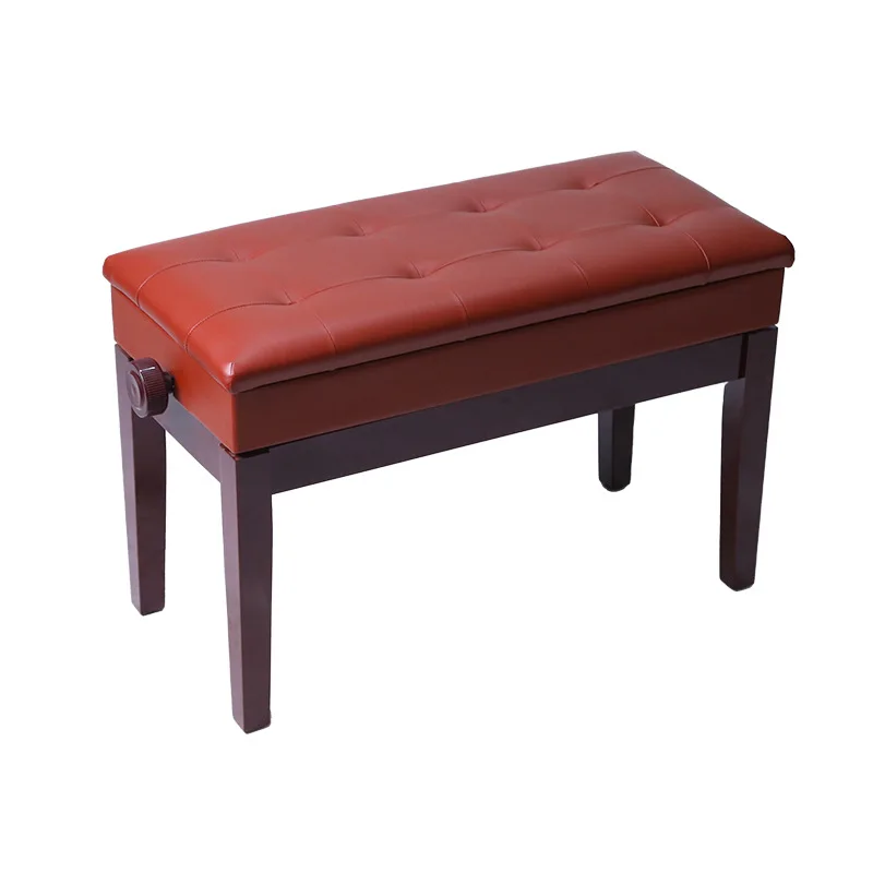 Adjustable Piano Bench, 2 Person Straight Leg with Music Storage, Wooden Seat, Black White Red Brown Walnut Color Options